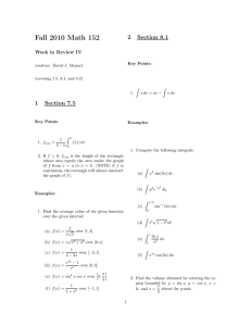 Fall 2010 Math 152 2 Section 8.1 1