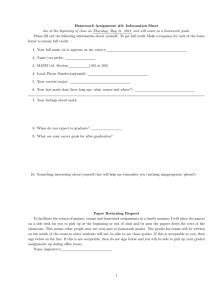 Homework Assignment #0: Information Sheet