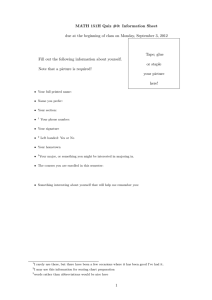 MATH 151H Quiz #0: Information Sheet Tape; glue