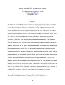 Making Ontological Sense of Hardware and Software  December 31, 2009