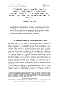 COMPUTATIONAL MODELLING VS. COMPUTATIONAL EXPLANATION: IS EVERYTHING A TURING MACHINE, AND