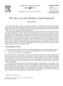 Why there is no such discipline as hypercomputation Martin Davis