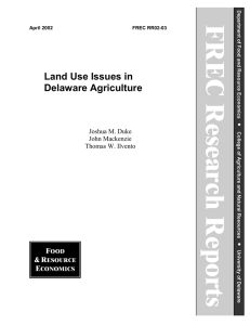 )5(&amp;5HVHDUFK5HSRUWV Land Use Issues in Delaware Agriculture Joshua M. Duke