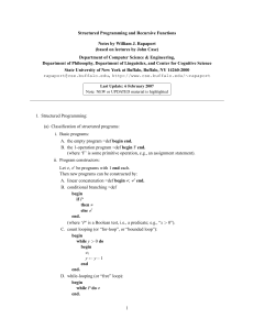 Structured Programming and Recursive Functions Notes by William J. Rapaport