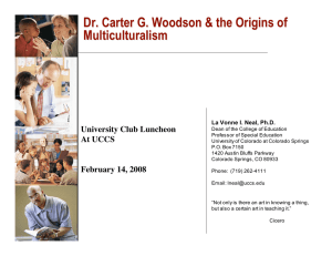 Dr. Carter G. Woodson &amp; the Origins of Multiculturalism University Club Luncheon