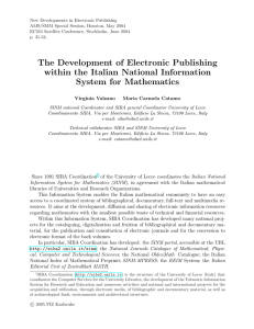 New Developments in Electronic Publishing AMS/SMM Special Session, Houston, May 2004