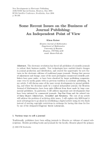 New Developments in Electronic Publishing AMS/SMM Special Session, Houston, May 2004