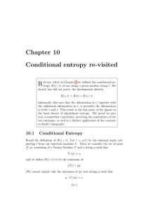 Chapter 10 Conditional entropy re-visited R