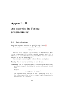 Appendix B An exercise in Turing programming B.1