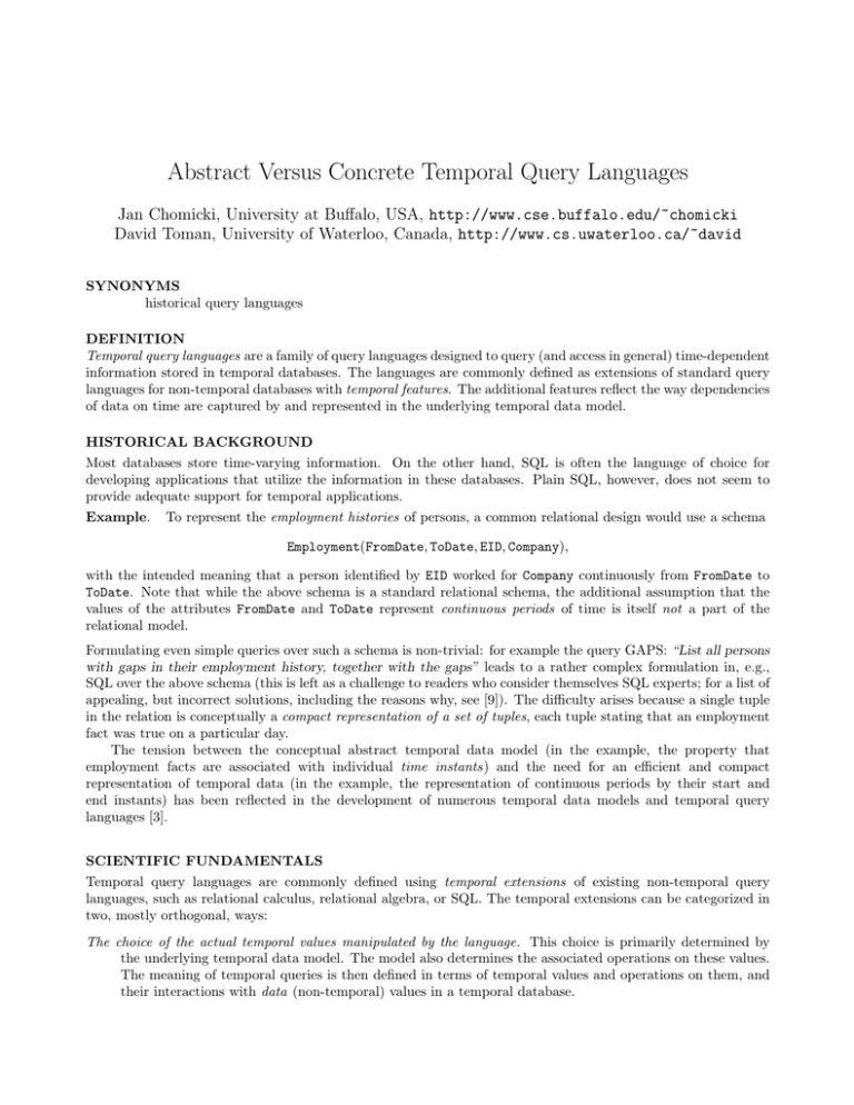 Abstract Versus Concrete Temporal Query Languages