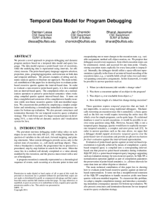 Temporal Data Model for Program Debugging