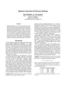 Minimal Contraction of Preference Relations Denis Mindolin and Jan Chomicki