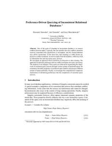 Preference-Driven Querying of Inconsistent Relational Databases ⋆ Slawomir Staworko