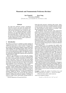 Monotonic and Nonmonotonic Preference Revision Jan Chomicki Joyce Song Abstract