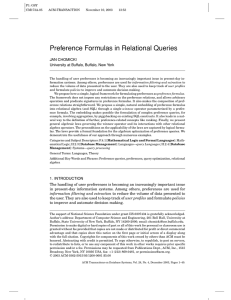 Preference Formulas in Relational Queries JAN CHOMICKI