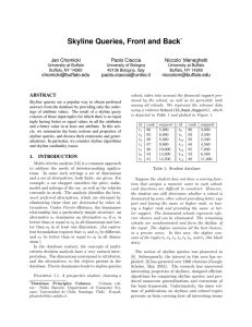 Skyline Queries, Front and Back Jan Chomicki Paolo Ciaccia Niccolo’ Meneghetti