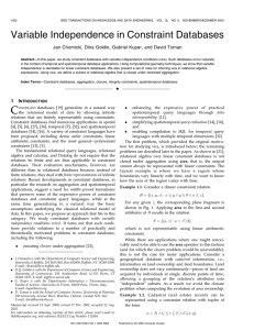 Variable Independence in Constraint Databases