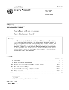 A General Assembly United Nations External debt crisis and development