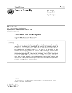 A General Assembly United Nations External debt crisis and development