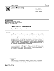 A General Assembly United Nations External debt crisis and development