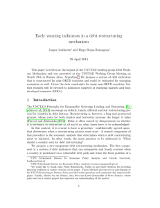 Early warning indicators in a debt restructuring mechanism Jasper Lukkezen and Hugo Rojas-Romagosa