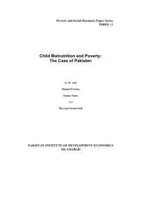 Child Malnutrition and Poverty: The Case of Pakistan