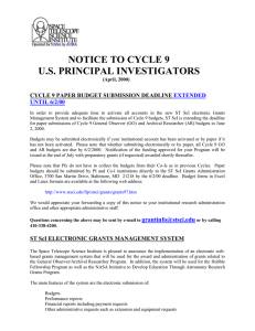 NOTICE TO CYCLE 9 U.S. PRINCIPAL INVESTIGATORS