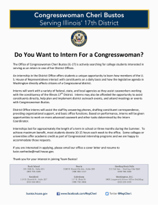 Do You Want to Intern For a Congresswoman?