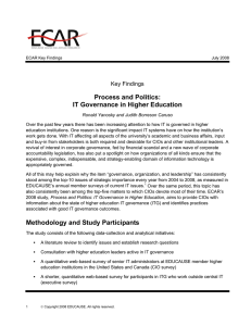 Process and Politics: IT Governance in Higher Education  Key Findings
