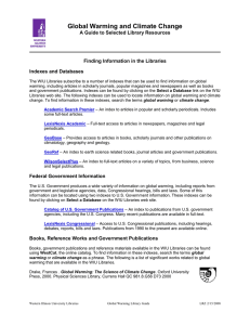 Global Warming and Climate Change A Guide to Selected Library Resources