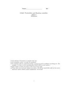 18440: Probability and Random variables Quiz 2 Solutions
