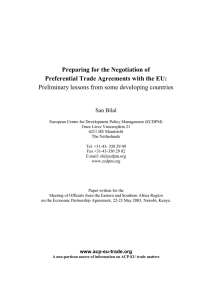 Preparing for the Negotiation of Preferential Trade Agreements with the EU: