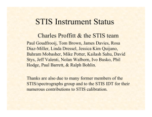 STIS Instrument Status Charles Proffitt &amp; the STIS team