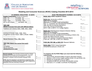 Retailing and Consumer Sciences (RCSC) Catalog Checklist 2013-2014
