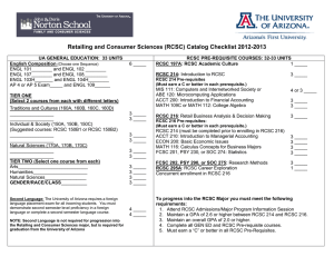 Retailing and Consumer Sciences (RCSC) Catalog Checklist 2012-2013