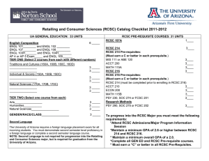 Retailing and Consumer Sciences (RCSC) Catalog Checklist 2011-2012