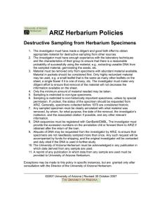ARIZ Herbarium Policies Destructive Sampling from Herbarium Specimens