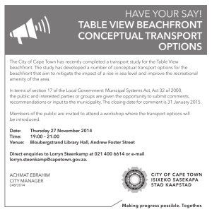 HAVE YOUR SAY! TABLE VIEW BEACHFRONT CONCEPTUAL TRANSPORT OPTIONS