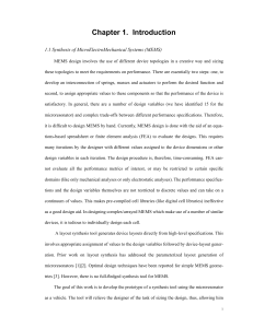 Chapter 1.  Introduction 1.1 Synthesis of MicroElectroMechanical Systems (MEMS)