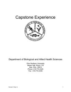 Capstone Experience  Department of Biological and Allied Health Sciences Ohio Northern University