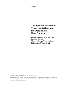 The Speed of New Ideas: Trust, Institutions and the Diffusion of New Products