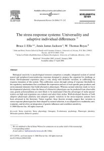The stress response systems: Universality and Verences adaptive individual di Bruce J. Ellis