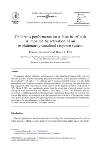 ChildrenÕs performance on a false-belief task evolutionarily-canalized response system