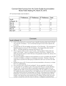 Comment Sheet Summary from the Centre Guelph Accommodation 1 Preference  2