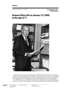 Susumu Ohno left us January 13, 2000, Obituary