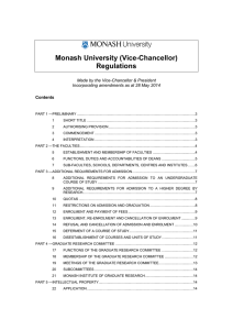 Monash University (Vice-Chancellor) Regulations Made by the Vice-Chancellor &amp; President