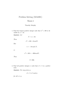 Problem Solving (MA2201) Week 2
