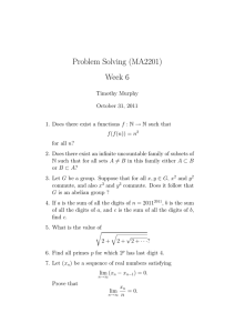 Problem Solving (MA2201) Week 6