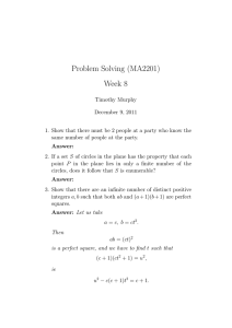 Problem Solving (MA2201) Week 8
