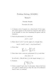 Problem Solving (MA2201) Week 9